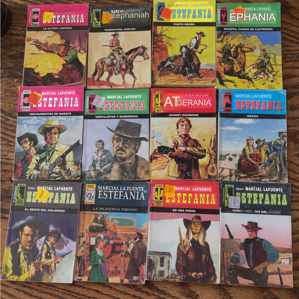 Vintage Marcial Lafuente Estefanía Western Paperback Book Lot - Colorful Covers